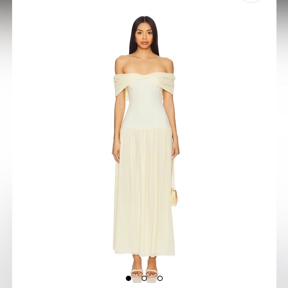 Lovers and Friends Blake Maxi Dress Butter Yellow Off-Shoulder